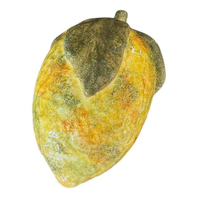 Vintage Italian Majolica Lemon Box — Hand-Painted Nove Pottery, Made in Italy For Sale