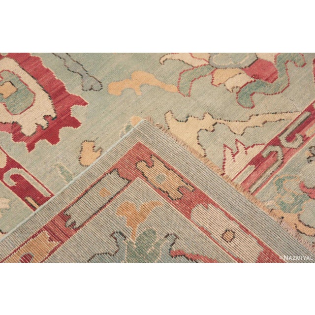 Decorative Seafoam Color Turkish Oushak Design Modern Contemporary Rug For Sale In New York - Image 6 of 6