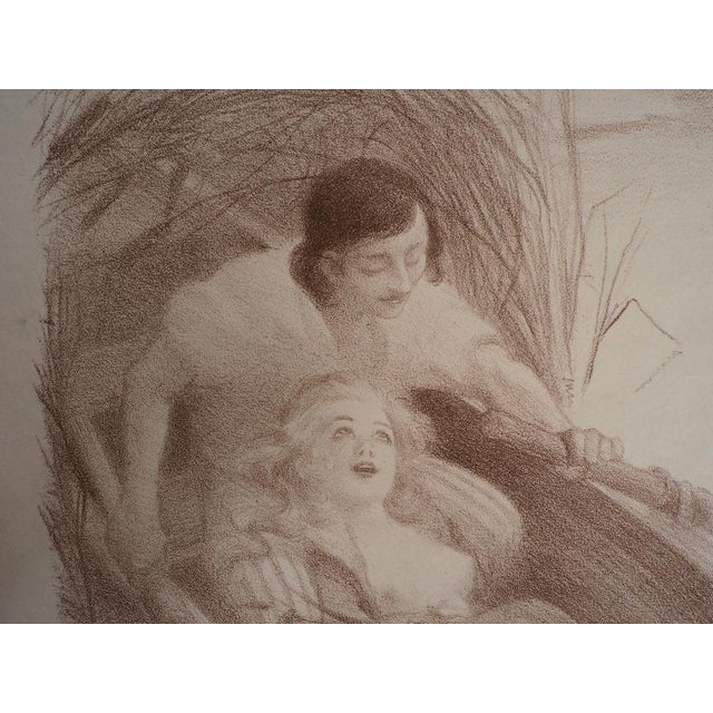 Modern Adolphe Willette, The Lovers and Cupid, Lithograph For Sale - Image 3 of 5