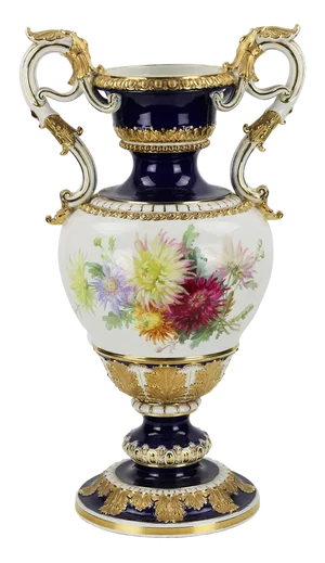 Large 19th Century Salon Vase with Flowers by Ernst August Leuteritz for Meissen