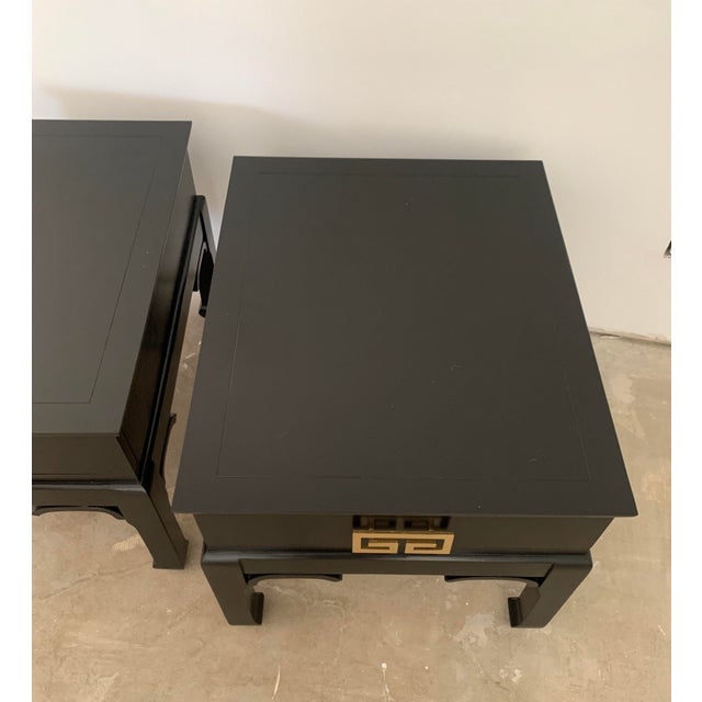 Wood Vintage Chinoiserie Black Side Tables Nightstands - A Pair For Sale - Image 7 of 7