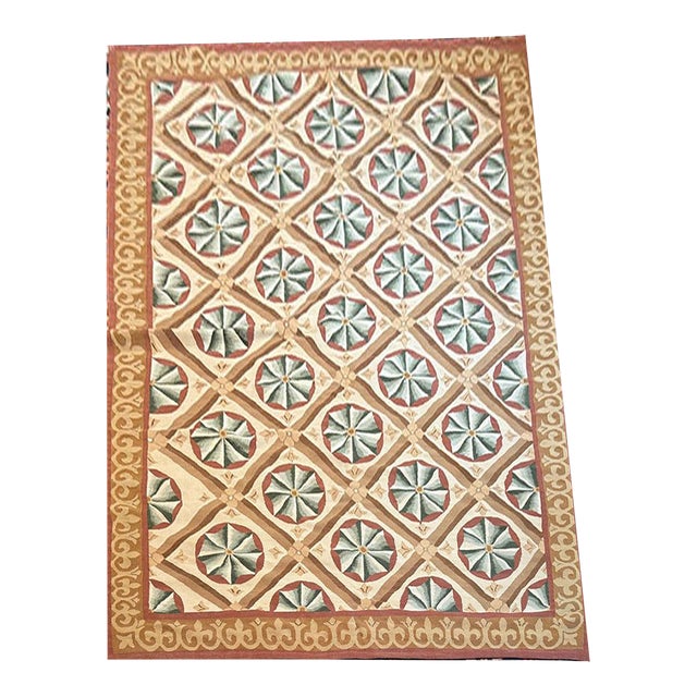 An Antique Panel Design/Geometric French Aubusson Rug For Sale