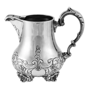 Antique j.g Ltd Heavy 925 Sterling Silver Hand Chase Cream Pitcher Pot