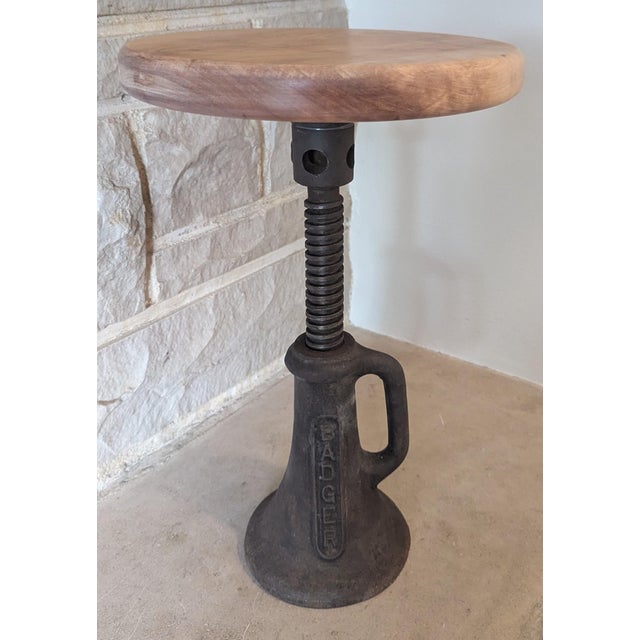 Mid-Century Railroad Badger Screw Jack Table For Sale In Chicago - Image 6 of 10