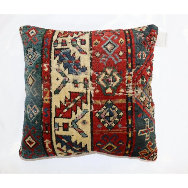 English Late 19th Century Caucasian Rug Pillow For Sale - Image 3 of 3