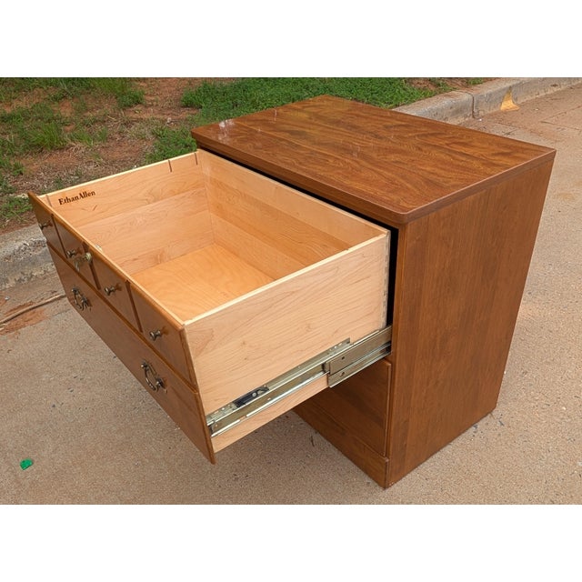 Vintage Ethan Allen Heirloom Collection Maple Locking W/ Key Filing Cabinet For Sale - Image 10 of 10