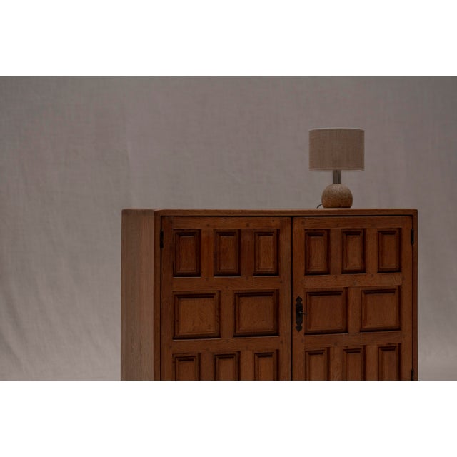 Brutalist Spanish Cabinet in Oak, 1970s For Sale - Image 4 of 13