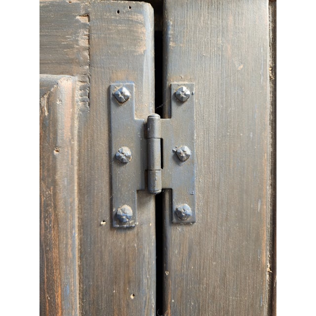 Brown Mid 20th Century Primitive Style Pine Tall Storage Cabinet Cupboard With Shelves For Sale - Image 8 of 11