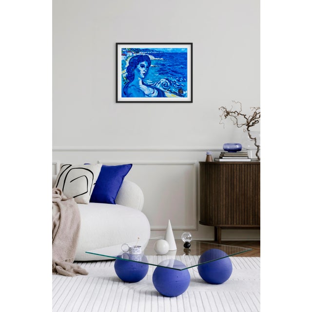 Blue Contemporary Seascape Oil Painting in Blue For Sale - Image 8 of 8