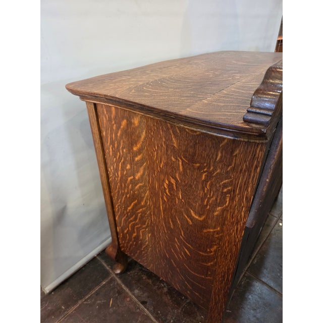Antique Victorian Solid Tiger Oak Quater Sawn Mission Dresser Chest of Drawers 1880-1918 For Sale - Image 12 of 17