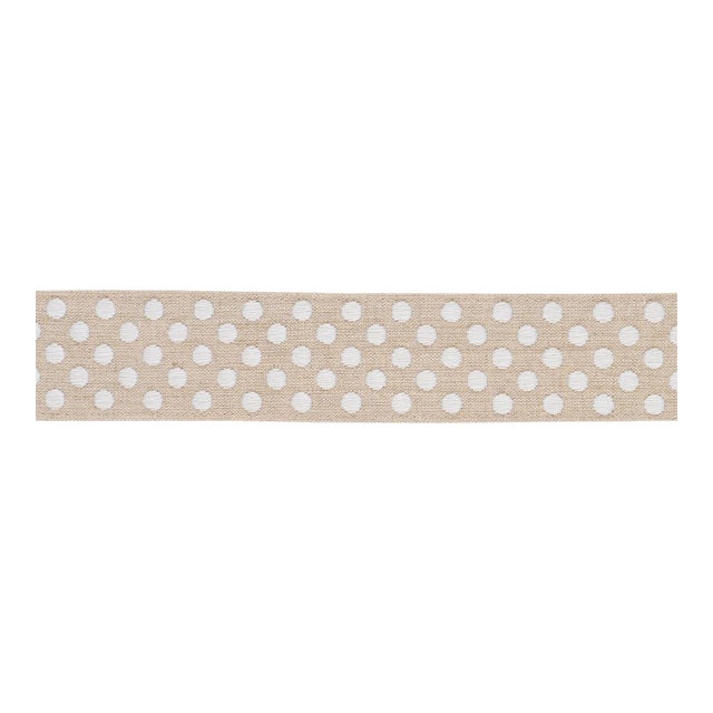 Sample - Schumacher Dotted Embroidered Tape Trim in Natural For Sale