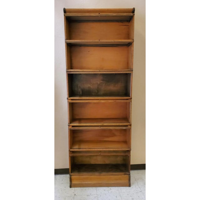 1900 - 1909 Antique Tall Globe Wernicke Quarter Sawn Oak Barrister Lawyer Bookcase 6 Stacks 1910s For Sale - Image 5 of 12
