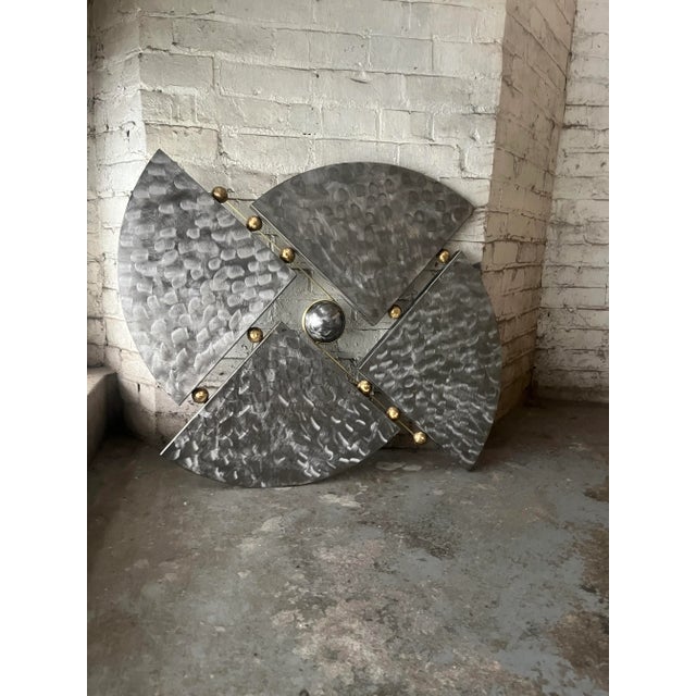 1990s Motivated Seller: 1990s Brutalist Steel and Brass Wall Sculpture Attributed to Curtis Jere For Sale - Image 5 of 12