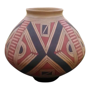 Vintage Mata Ortiz Casa Grande Olla Mexican Pottery Vessel, by Artist Sanbe, 11” H