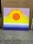 Nambe from Santa Fe series, incredible very large graphic painting of a huge orange sun above a purple landscape....