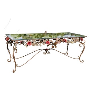 Italian Iron Floral Coffee Table For Sale