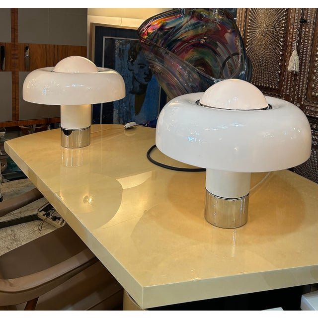 Harvey Guzzini 1970s "Brumbury" Space Age Lamps Luigi Massoni, Harvey Guzzini - a Pair For Sale - Image 4 of 12