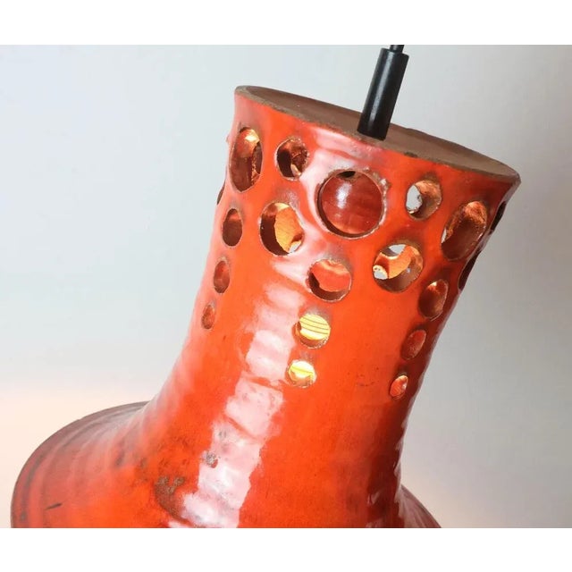 Mid-Century Pendant Light with Orange Ceramic Shade, 1970s For Sale - Image 5 of 11