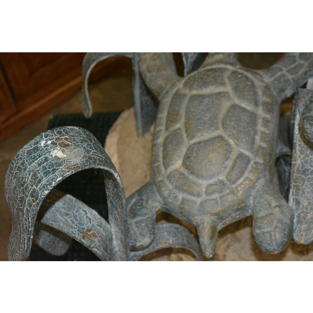 1980s Metal Sea Turtle Ocean Scene Glass Coffee Table For Sale - Image 4 of 18