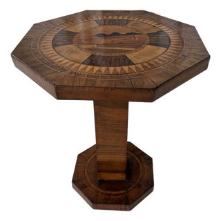 Late 20th Century Italian Octagonal Marquetry Side Table For Sale