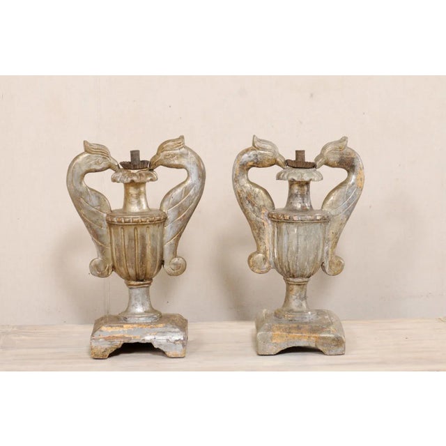 Italian 19th Century Carved Candlestick Urns, Italy - A Pair For Sale - Image 3 of 10