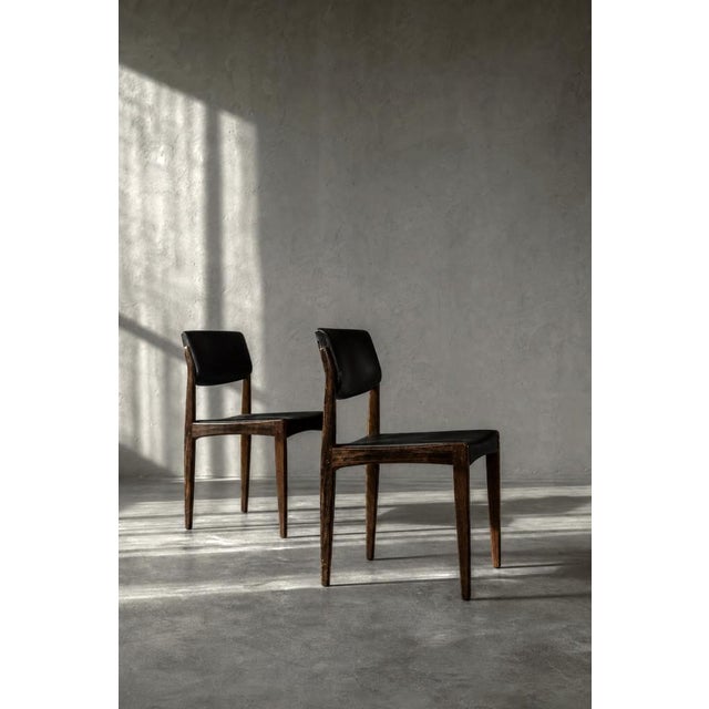 Mid-Century Scandinavian Modern Rosewood and Black Leather Chairs by H.W. Klein for Bramin, 1960s, Set of 3 For Sale - Image 9 of 18