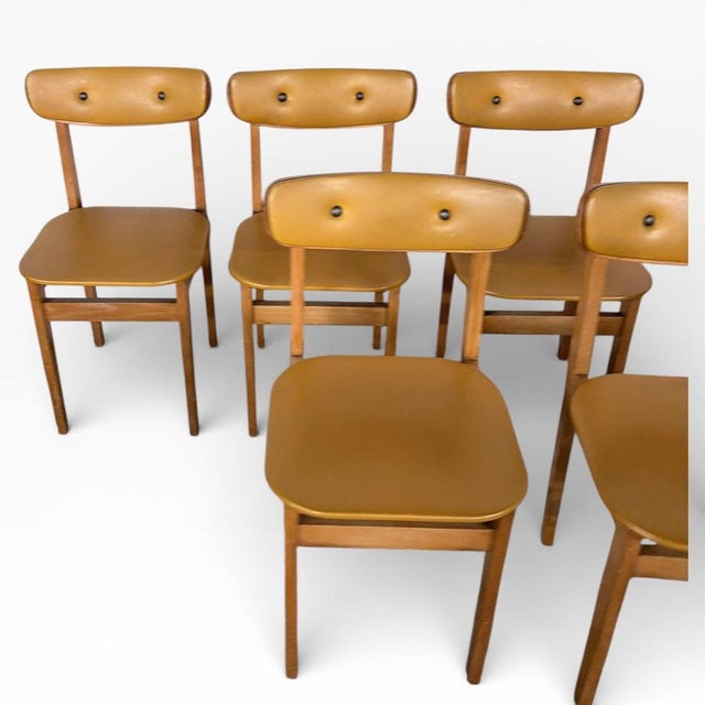 Yellow Vinyl Butterfly Back Dining Chairs, 1950s, Set of 6 For Sale - Image 6 of 7