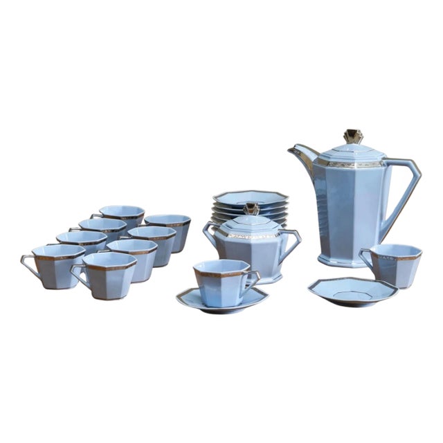 Vintage Belgian Art Deco Coffee Set, 1920s, Set of 22 For Sale