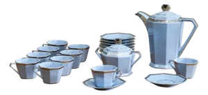 Vintage Belgian Art Deco Coffee Set, 1920s, Set of 22