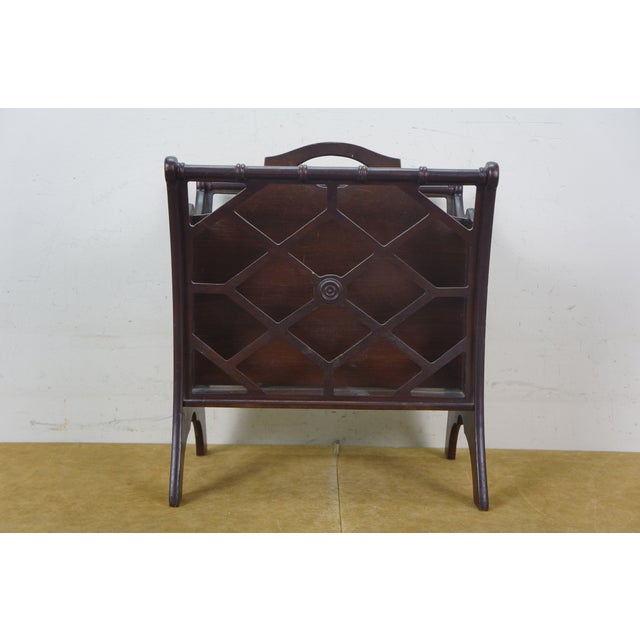 Mid 20th Century Mid 20th Century Butler Mahogany #766 Faux Bamboo Lattice Magazine Rack Holder 18" For Sale - Image 5 of 14