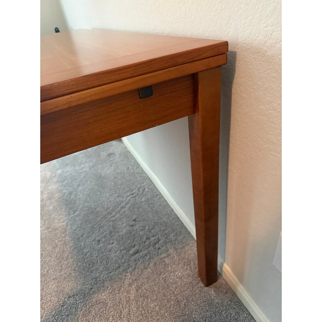 Chestnut Mid 20th Century Ansager Mobler 92” Danish Modern Teak Twin Leaf Extension Dining Table For Sale - Image 8 of 9
