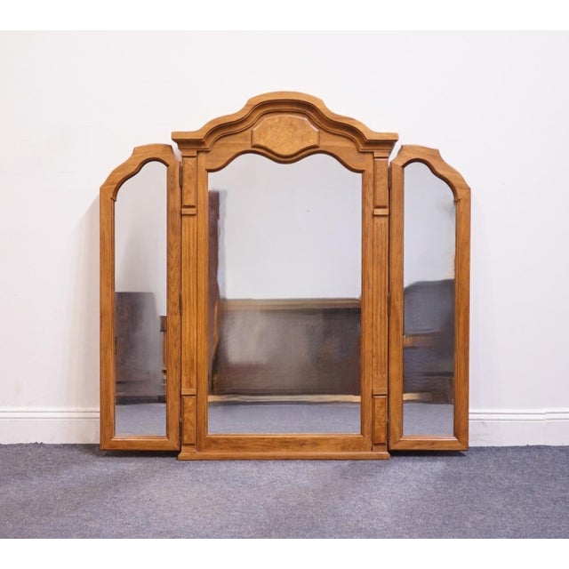 Neoclassical Thomasville Furniture Serenade Collection Burled Walnut Italian Neoclassical Tuscan Style 51" Tri-View Mirror 21211-260 For Sale - Image 3 of 7