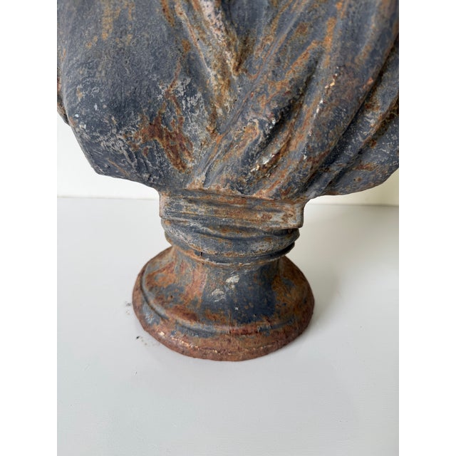 Black Antique Cast Iron Roman Goddess Diana Diana Bust Sculpture For Sale - Image 8 of 11