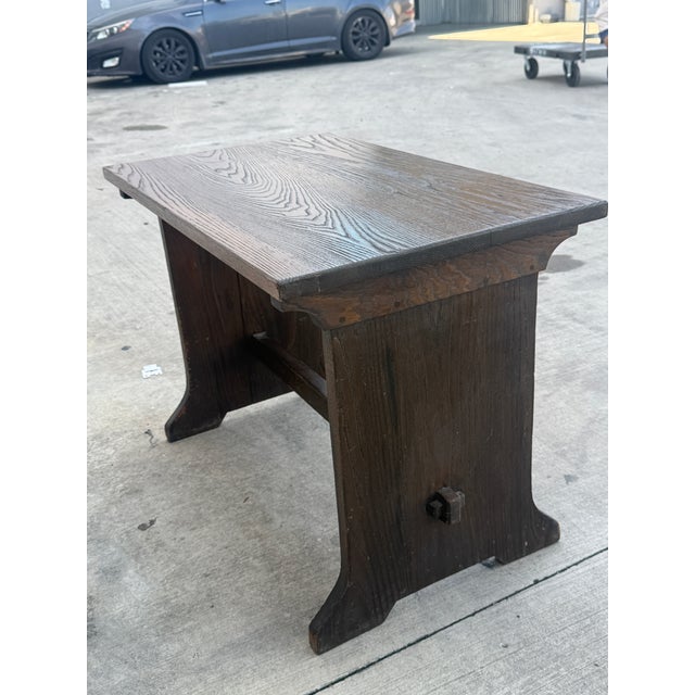 Wood Early L & Jg Stickley Attributed Trestle Tabke Unsigned For Sale - Image 7 of 9