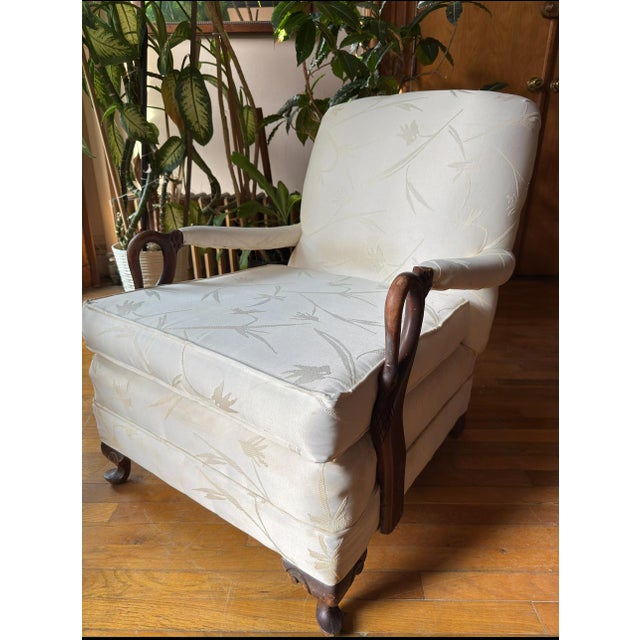 Mid- 20th Century Vintage French Bergere Empire Style Swan Armchair in White For Sale - Image 4 of 9