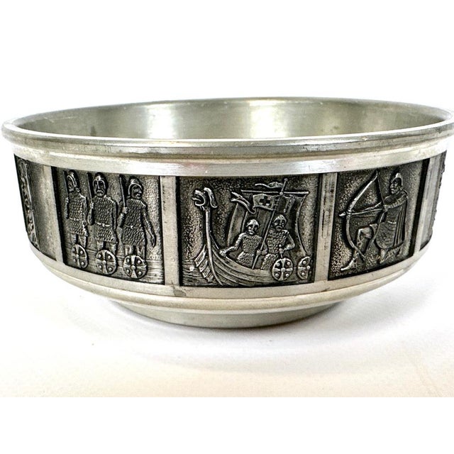 Vintage Norwegian Bowl with Viking Scenes from Konge Pewter H.S., 1960s For Sale - Image 12 of 12