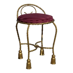 Vintage Italian Gilt Rope and Tassel Boudoir Stool