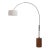 1980s Tambo Floor Lamp - 92" Mid Century Arc Lamp, Dark Walnut Base, Black Nickel Finish, Lucite Drum Shade For Sale
