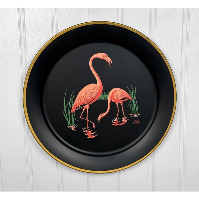 Original 1950's Florida Regency Serving Tray (or Wall Hanging) Hand Painted by Frank Childers Aluminum with Original Matte...