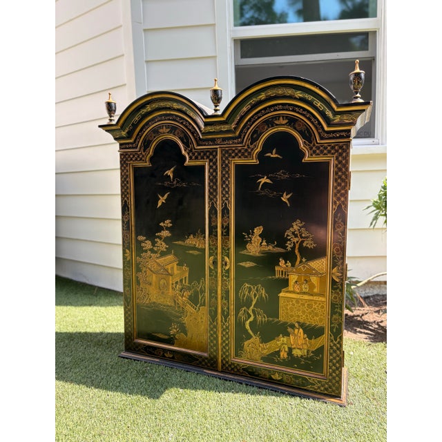 Georgian Furnishing Co. Black & Gold Chinoiserie Secretary Desk For Sale - Image 9 of 10