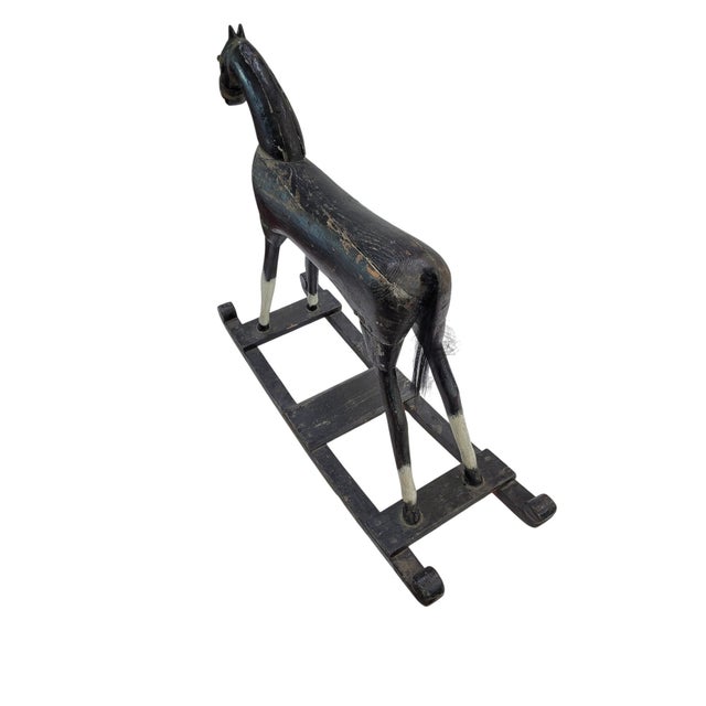 Antique Primitive Folk Art Wood Rocking Horse Late 19th / Early 20th Century For Sale - Image 11 of 15