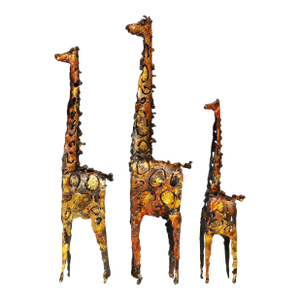James Bearden Trio of Brutalist Metal Giraffe Sculptures, Signed