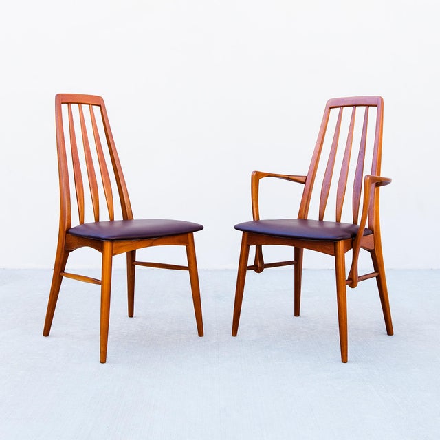 Brown Restored Danish Modern Solid Teak "Eva" Dining Chairs by Niels Koefoed For Sale - Image 8 of 15