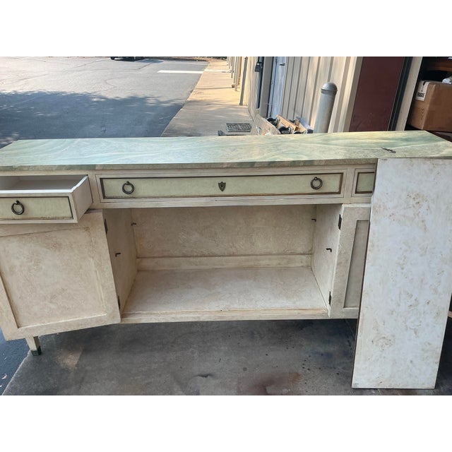 Mid-Century Italian Painted Credenza Sideboard Faux Marble Top With French Neo-Classical Styling For Sale - Image 10 of 12