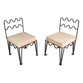 Set of Two (2) Méandre Side Chairs in Wrought Iron Inspired by Jean Royère Produced by Design Frères, Usa, C. 2000s For Sale