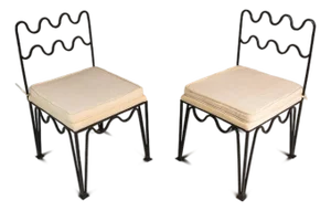 Set of Two (2) Méandre Side Chairs in Wrought Iron Inspired by Jean Royère Produced by Design Frères, Usa, C. 2000s
