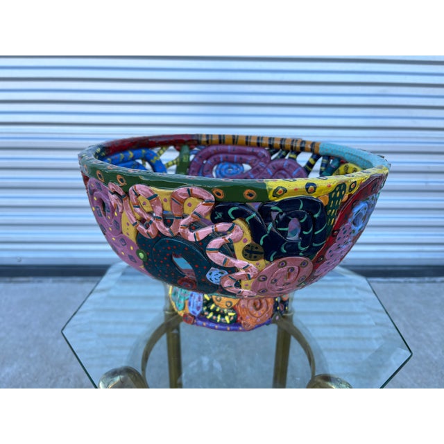 Post Modern Glazed Ceramic Bowl For Sale - Image 9 of 18