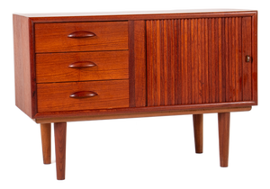 Danish Teak Sideboard with Tambour Door, 1960s