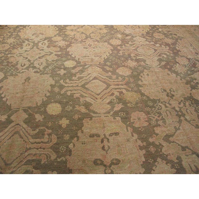 1930s Tan Taupe Geometric Antique Turkish Decorative Oushak Rug 16' X 21'6" Handknotted Wool Carpet For Sale - Image 4 of 7