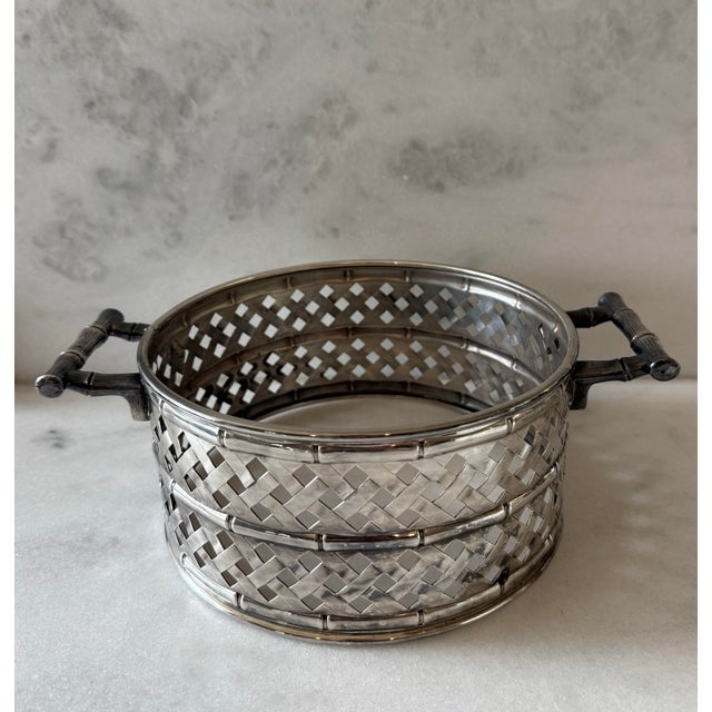 Silver Vintage Faux Bamboo Silverplate Serving Dish For Sale - Image 8 of 12